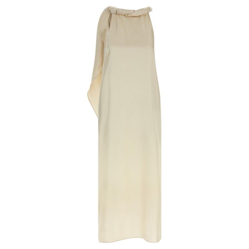 Loulou De Saison Beige Silk Midi Women's Dress